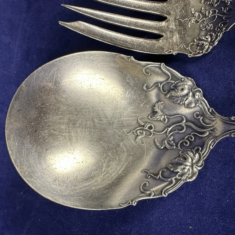 1847 Rogers/International VINTAGE Grape Silverplate Serving Spoon Fork & Spoon
